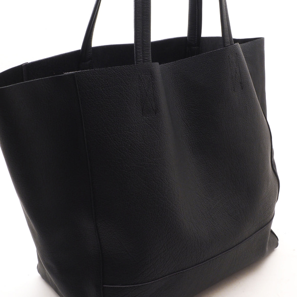 ＜即納＞THE TOTE BAG #まちLトート（黒）/Real leather/バッファロー&山羊革/T094 5枚目の画像