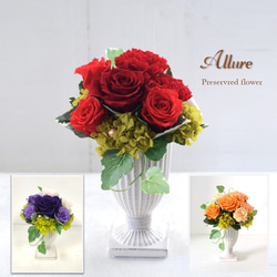 プリザーブドフラワー 還暦 古希ギフト Allure バラ カーネーション 赤