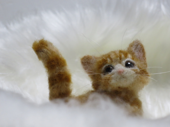 羊毛フェルト  猫  茶トラ  小猫  置物　 5枚目の画像