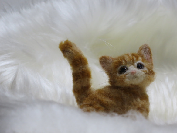 羊毛フェルト  猫  茶トラ  小猫  置物　 2枚目の画像