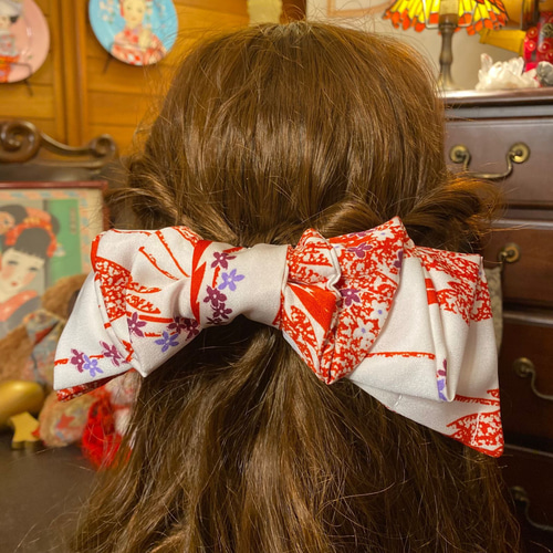 着物リメイク ハンドメイド ハイカラおりぼん ヘッドドレス ヘアコーム 