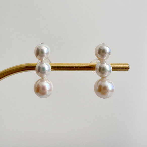 k18あこやパール3連ピアス k18 アコヤパール 3連 ピアス イヤリング ピアス（スタッド・一粒