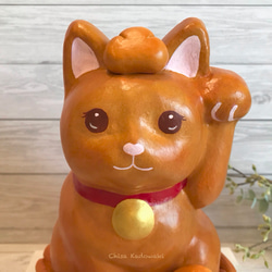 アートにゃ招き猫・パン/猫・縁起物・置物・開店祝い・一点物 3枚目の画像