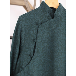 綿麻ジャガード織長袖ワンピース　チャイナドレス風ワンピース　ネイビー　2サイズ4色　L323 14枚目の画像