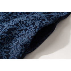 綿麻ジャガード織長袖ワンピース　チャイナドレス風ワンピース　ネイビー　2サイズ4色　L323 7枚目の画像