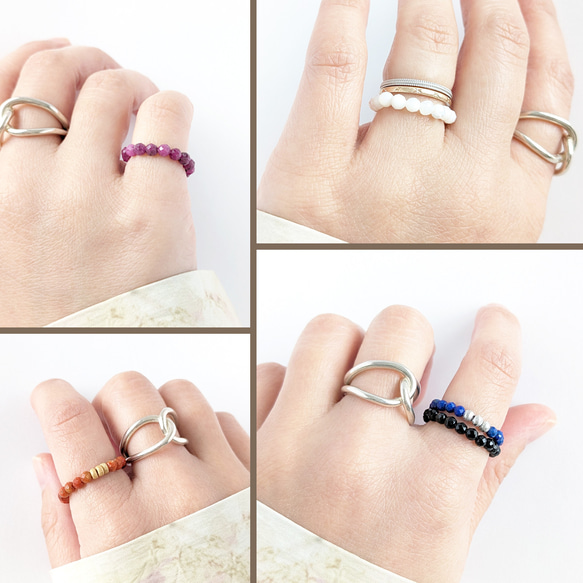 選べる組み合わせ¨*•.✦[Natural stones ＆ beads ring]  天然石 指輪 金属アレルギー対応 9枚目の画像