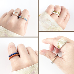 選べる組み合わせ¨*•.✦[Natural stones ＆ beads ring]  天然石 指輪 金属アレルギー対応 10枚目の画像