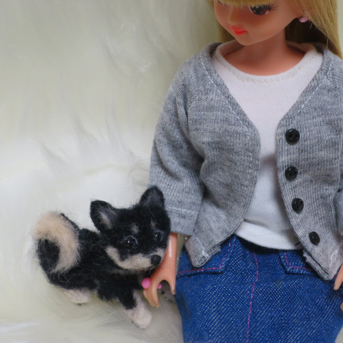 羊毛フェルト 犬 柴犬 豆柴 黒柴 ミニチュアドールハウス リカちゃん
