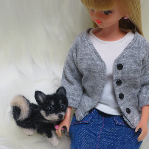 羊毛フェルト 犬 柴犬 豆柴 黒柴 ミニチュアドールハウス リカちゃん