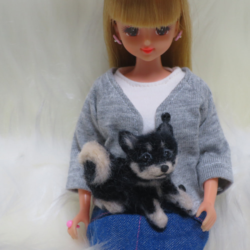 羊毛フェルト 犬 柴犬 豆柴 黒柴 ミニチュアドールハウス リカちゃん