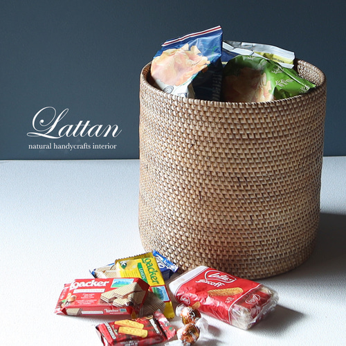 ラタンで編んだごみ箱 (ダストボックス、収納、マルチボックス、鉢