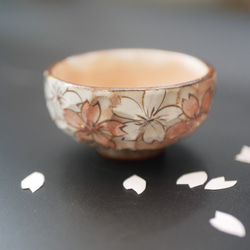 ぐい呑み　桜（面取り）　陶器　京焼　 2枚目の画像