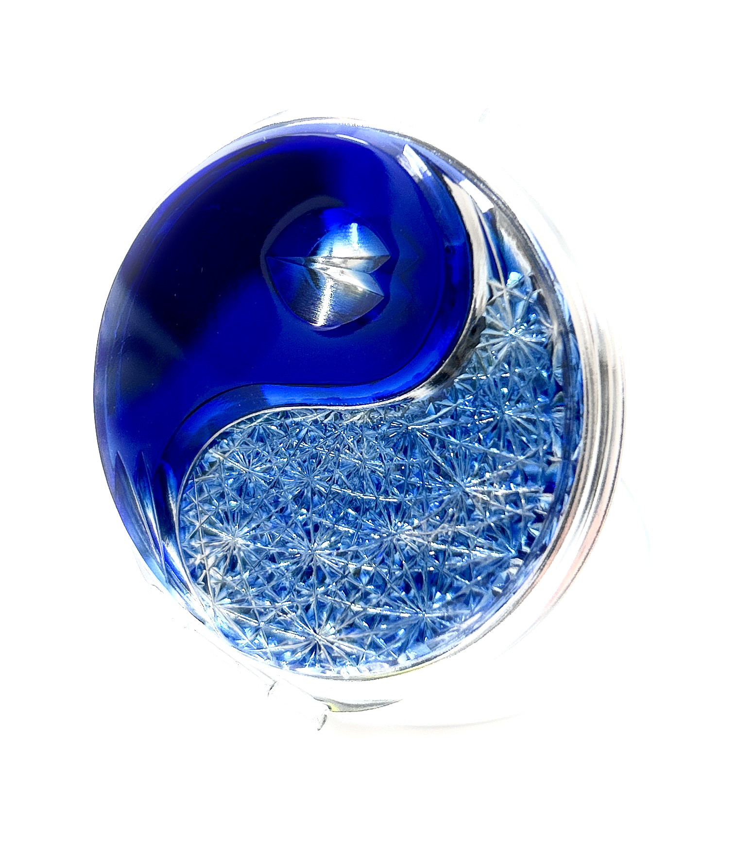 「太極図」東京切子コンパクトミラー　青　 Silver