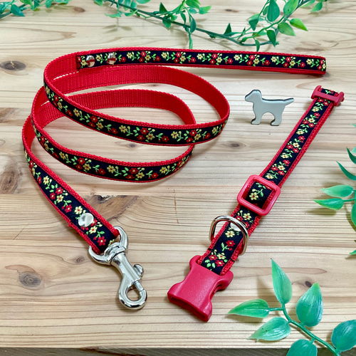 FENDI ズッカ柄 グレー レザー首輪スタッズ付き リード XS 2点セット