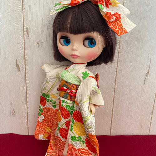 【予約】 0187 22cmドールさん振袖 ブライス その他人形 アイシードール 着せ替え服・アウトフィット