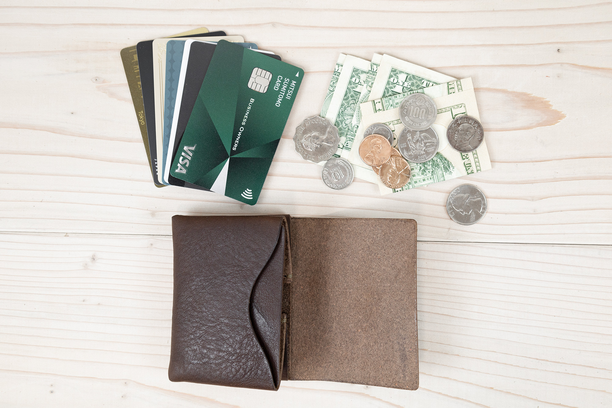 【チビふ（A）ヴォーノオイル：ダークブラウン】／小型財布・小さい財布・ミニ財布・コンパクト財布・ウォレット【栃木レザー】