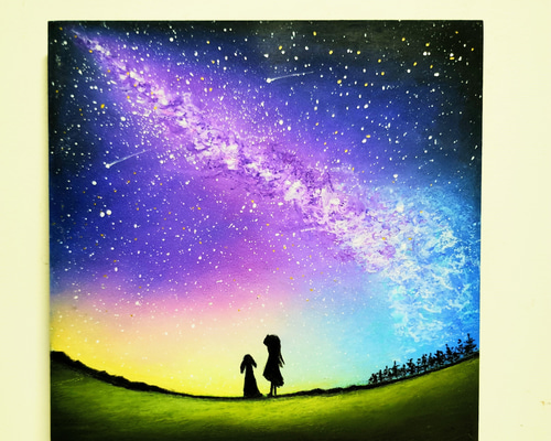 【一点物】夜空のカケラ｜オイルパステル画 原画 インテリア絵画 6accf7dfb8b20350bf2ee63660905b