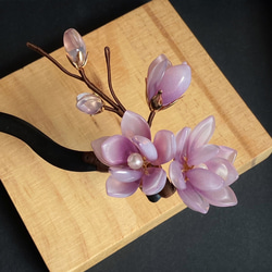 【新色】紫木蓮の木製一本かんざし　 5枚目の画像