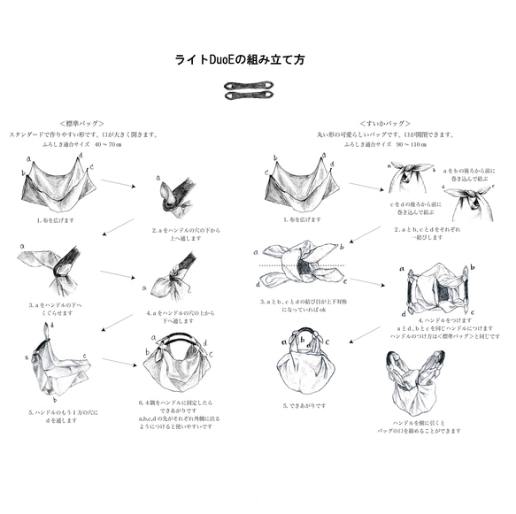 【ふろしきバッグ】ライトDuoE+風呂敷70ｃm ひめむすび　つばき　ターコイズ 7枚目の画像
