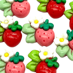 アクリルパーツ デコ イチゴ ピンク レッド 同色4個 果物 ハンドメイド 手芸 材料 福資材 pt-2387b 7枚目の画像