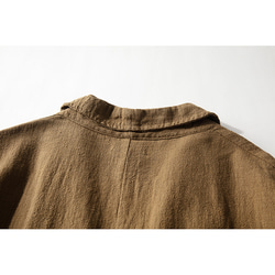 綿麻大きいサイズジャケット　水洗いテーラード　スーツ ブレザージャケット　イエロー　3色フリーサイズL324 9枚目の画像