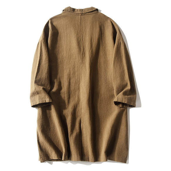 綿麻大きいサイズジャケット　水洗いテーラード　スーツ ブレザージャケット　イエロー　3色フリーサイズL324 2枚目の画像