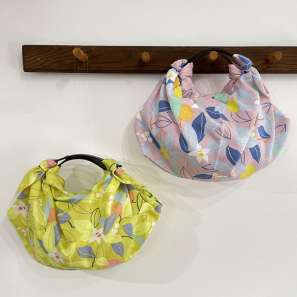 【ふろしきバッグ】ライトDuoE+風呂敷70ｃm ひめむすび　シトラスピンク 4枚目の画像