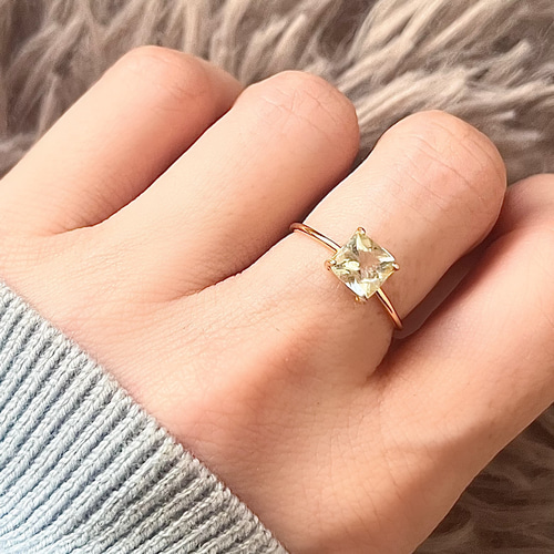 宝石質AAAナイジェリア産アクアマリン スクエアカットひと粒リング【3