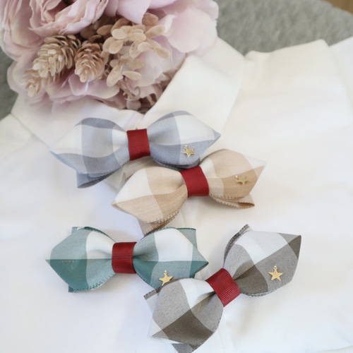 ⭐︎ラージチェック蝶ネクタイ⭐︎ 男の子 ヘアアクセサリー キッズ 卒