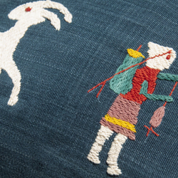 手縫いの純綿サイドバックパック刺繍クロスボディバッグ手刺繍ショルダーバッグブルー染料バッグ - レインボーアニマルブルー染料刺繍 8枚目の画像