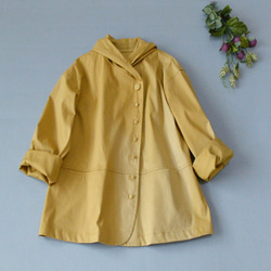 春に最適フード付きクルミ釦ゆったり着られるシンプルなショットジャケット♪ 1枚目の画像