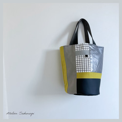 〈一点もの〉cut cloth bag バケツトート/yellow & silver No.2 5枚目の画像