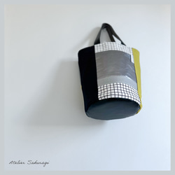 〈一点もの〉cut cloth bag バケツトート/yellow & silver No.2 4枚目の画像