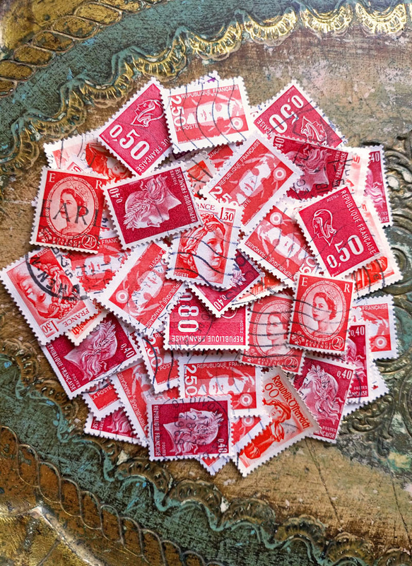 ヨーロッパ 古切手 カラーパレット（赤系）DA-STE133 5枚目の画像