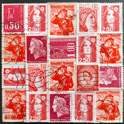 ヨーロッパ 古切手 カラーパレット（赤系）DA-STE133 その他素材 DAISY