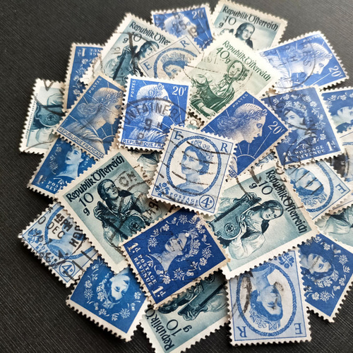 ヨーロッパ 古切手 カラーパレット（青系）DA-STE134 その他素材 DAISY