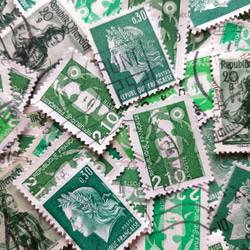 ヨーロッパ 古切手 カラーパレット（緑系）DA-STE135 5枚目の画像