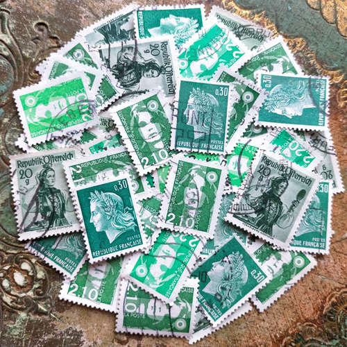 ヨーロッパ 古切手 カラーパレット（緑系）DA-STE135 その他素材 DAISY