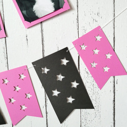 【名前入り+数字入り+写真入り】バースデーガーランド飾り付けセット（ブラック＆ピンク） 5枚目の画像