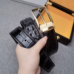 クロコダイルレザー 一枚革 ワニ革 メンズベルト レザーベルト 金具付き ピンタイプ 巾38ｍm サイズ調整可能 6枚目の画像