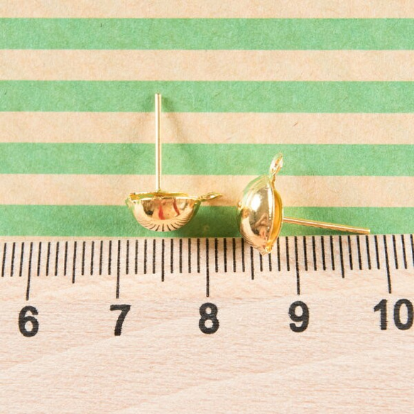 (e-00160) (半円サイズ)8mm ピアス ゴールド カン付き ×シリコンキャッチセット 100個 (50ペア) 3枚目の画像