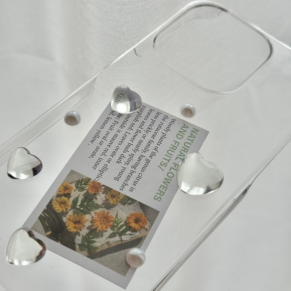 【モニター価格】レジン スマホケース 全機種対応 アンドロイド iPhone スマホカバー クリアケース ハート柄 3枚目の画像