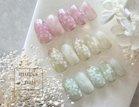 ネイルチップ No.120 フラワーネイル nail ジェルネイル 1枚目の画像