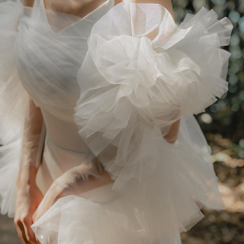 実例写真！ 人気上昇！ウェディングドレス キャミソール パール