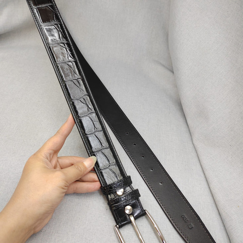 クロコダイルレザー 一枚革 ワニ革 メンズベルト レザーベルト 金具  