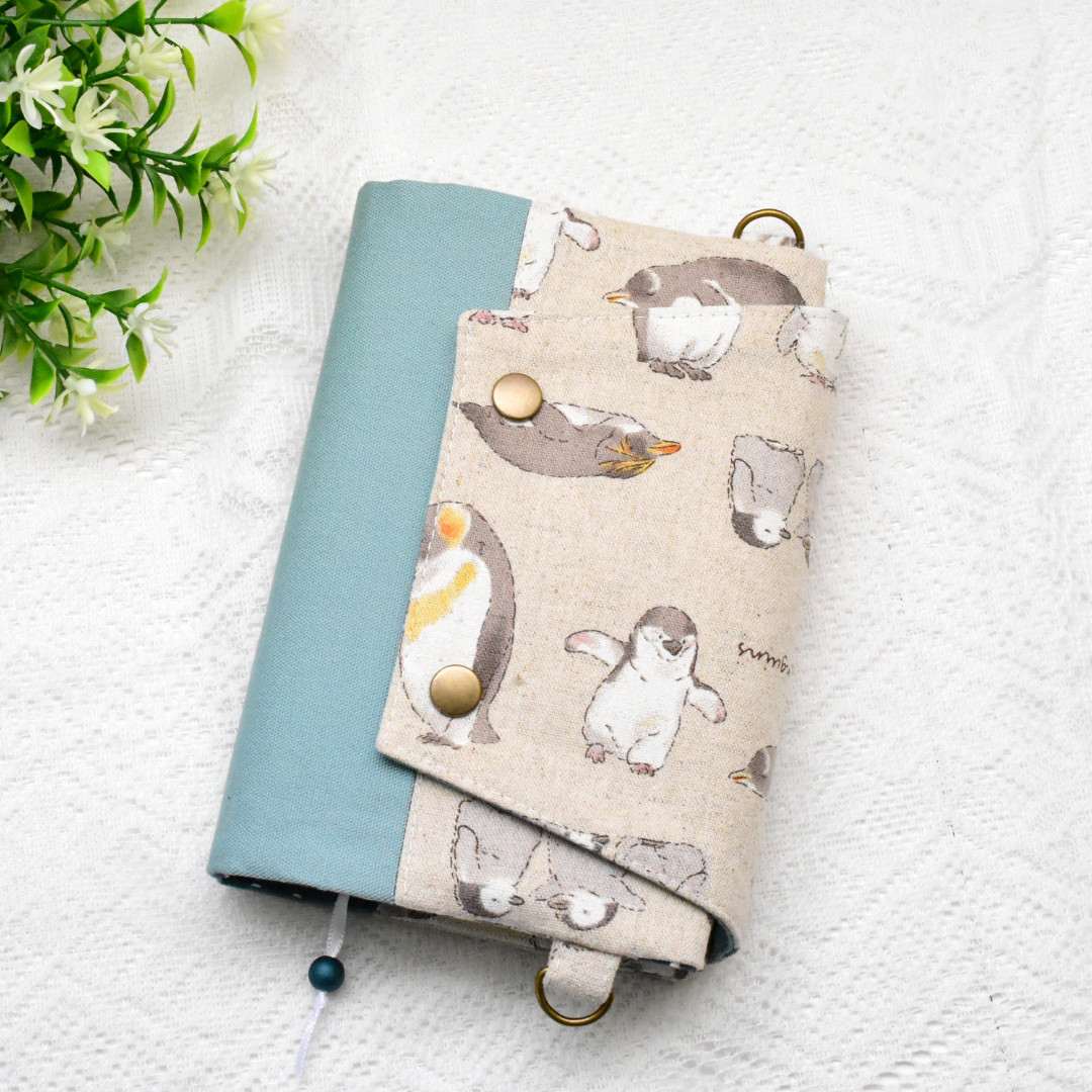 フタ付き 文庫本ショルダー◇ペンギン◇ブックカバー ブック