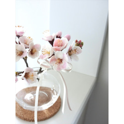 ✿【 粘土置物 】「あなたに微笑む」大人かわいい桜の花枝（紫系くすみピンク）No.16 ／ Sサイズ・花瓶付き 9枚目の画像