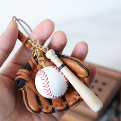 【野球】可愛い 本革レザーチャーム 鞄のチャーム　 5枚目の画像