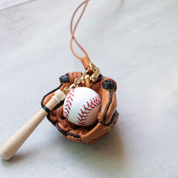 【野球】可愛い 本革レザーチャーム 鞄のチャーム　 6枚目の画像