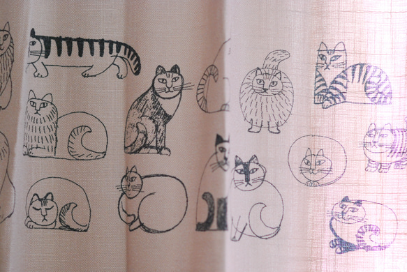 リサラーソン　北欧　カーテン1枚　ハンドメイド　猫　個性的な　リビング リサラーソン 北欧 カーテン1枚 ハンドメイド 猫 個性的な